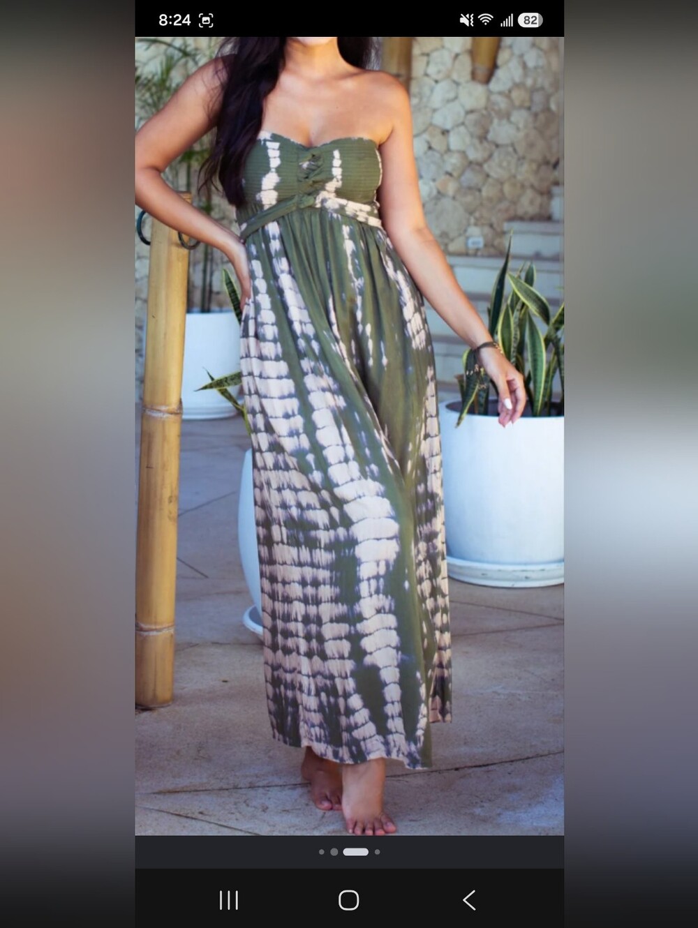 Peppermint Brown and Cream Tie-Dye Halter Maxi Dress